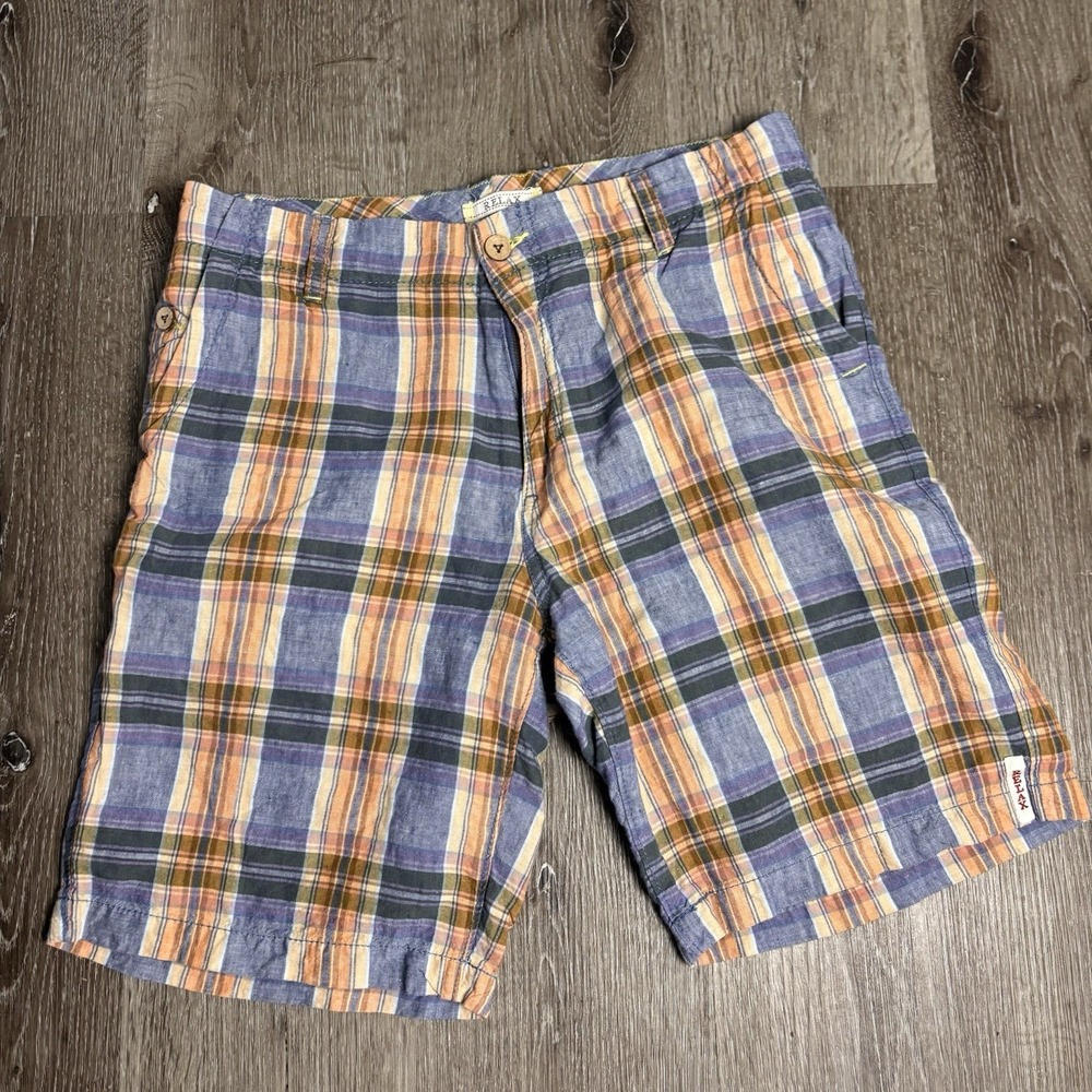Tommy Bahama Relax Mens 32" Shorts Plaid 100% Linen 9" Chino Flat Front